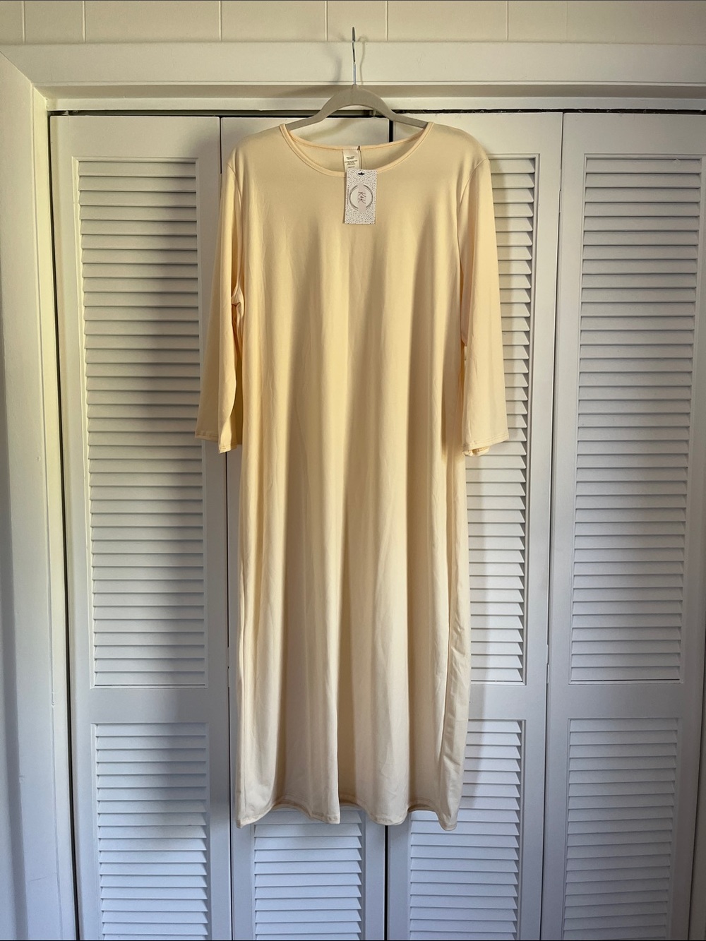Women's Cream Long Sleeve Maxi Layering Dress